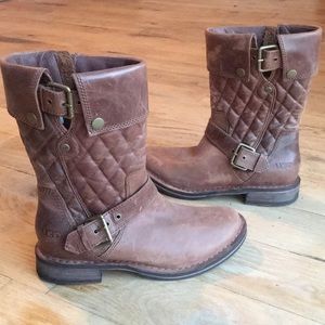 Ugg Conor Brown Quilted Leather Boot size 6